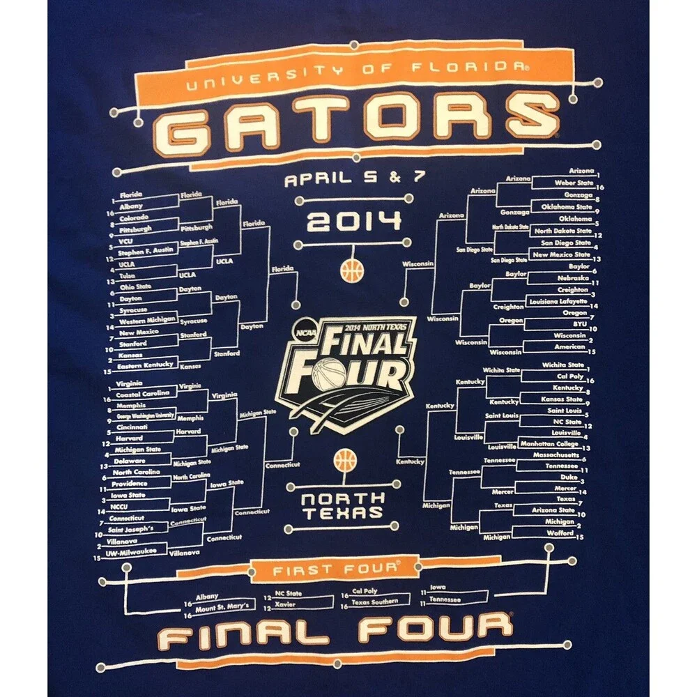 Adidas Florida Gators 2014 Final Four T Shirt Mens Large NCAA March Madness